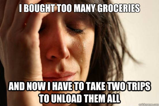 i bought too many groceries and now i have to take two trips - First World Problems