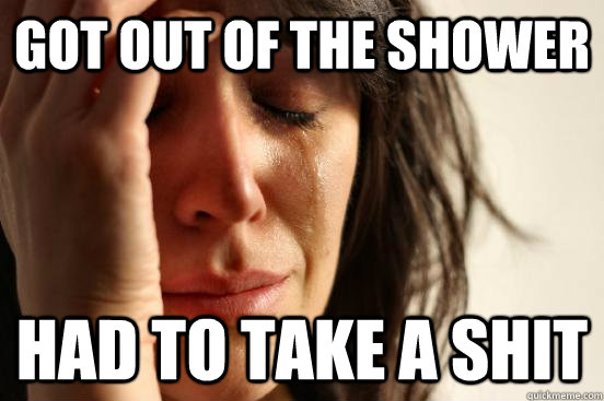 got out of the shower had to take a shit - First World Problems