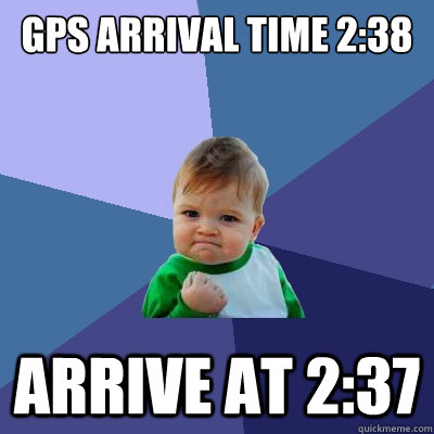 gps arrival time 238 arrive at 237 - Success Kid