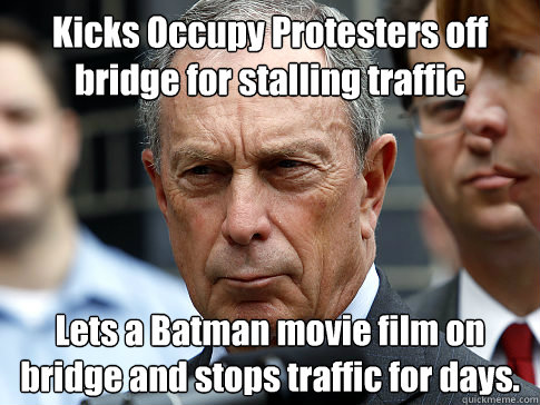 kicks occupy protesters off bridge for stalling traffic lets - Scumbag Mayor
