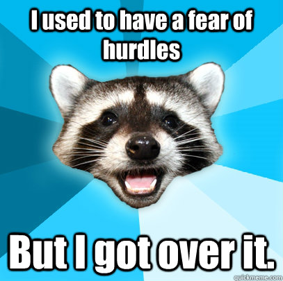 i used to have a fear of hurdles but i got over it - Lame Pun Coon