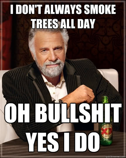 i dont always smoke trees all day oh bullshit yes i do - The Most Interesting Man In The World
