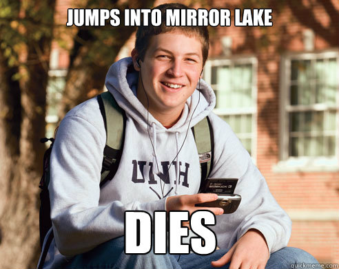 jumps into mirror lake dies - College Freshman