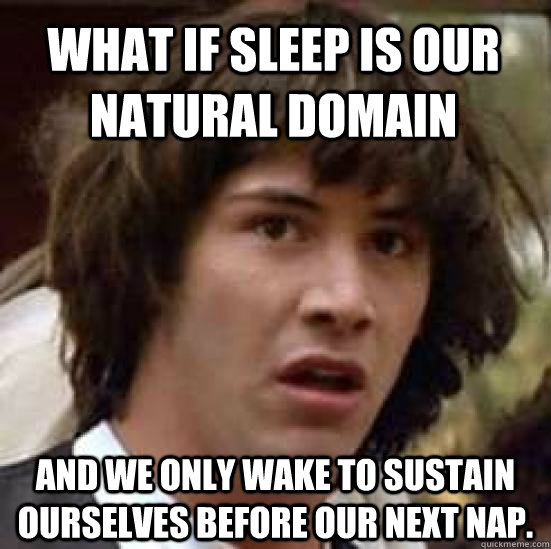 what if sleep is our natural domain and we only wake to sust - conspiracy keanu