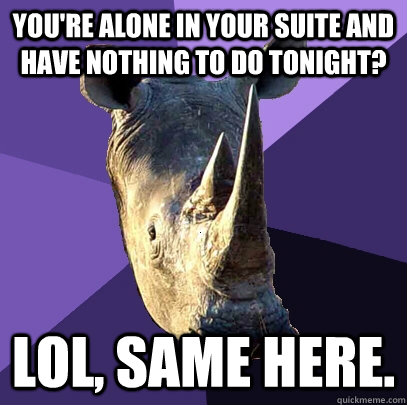 youre alone in your suite and have nothing to do tonight l - Sexually Oblivious Rhino