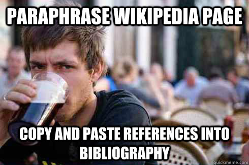 paraphrase wikipedia page copy and paste references into bib - Lazy College Senior