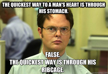 the quickest way to a mans heart is through his stomach fa - Schrute