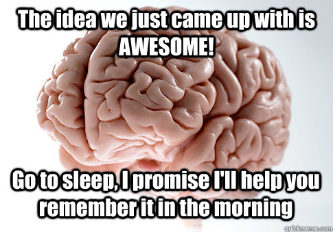 the idea we just came up with is awesome go to sleep i pro - Scumbag Brain