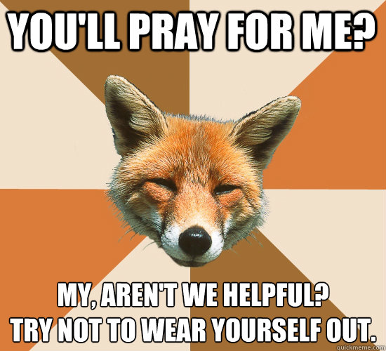 youll pray for me my arent we helpful try not to wear - Condescending Fox