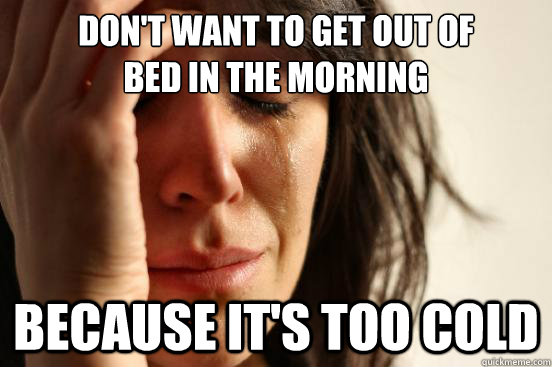 dont want to get out of bed in the morning because its to - First World Problems