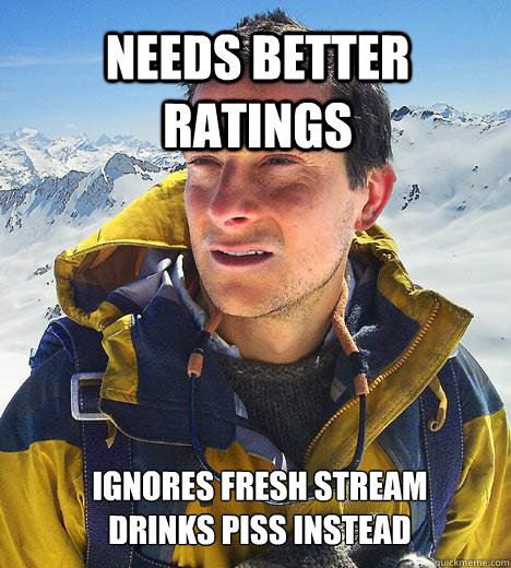 needs better ratings ignores fresh stream drinks piss instea - Bear Grylls