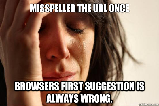 misspelled the url once browsers first suggestion is always - First World Problems