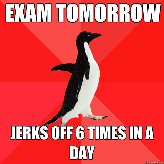 exam tomorrow jerks off 6 times in a day - Socially Awesome Penguin