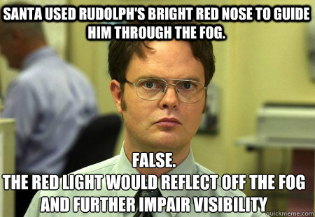 santa used rudolphs bright red nose to guide him through th - Schrute
