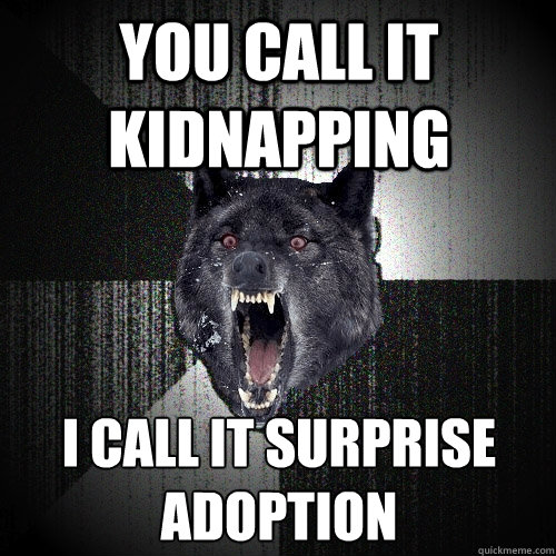 you call it kidnapping i call it surprise adoption - Insanity Wolf
