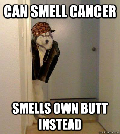 can smell cancer smells own butt instead - Scumbag dog