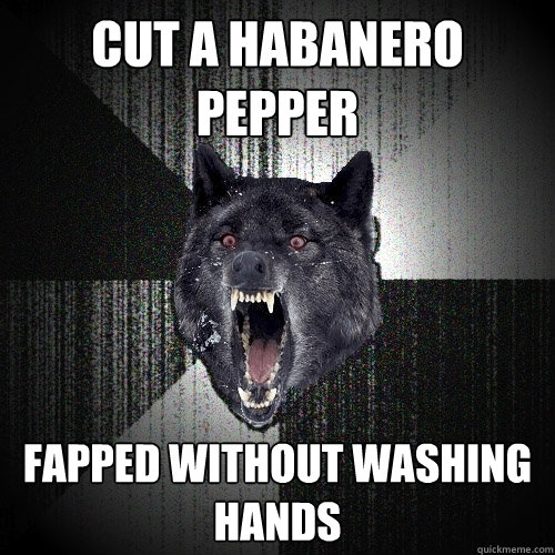 cut a habanero pepper fapped without washing hands - Insanity Wolf