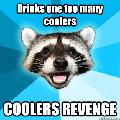 drinks one too many coolers coolers revenge - Lame Pun Coon