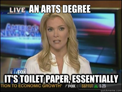 an arts degree its toilet paper essentially - Megyn Kelly