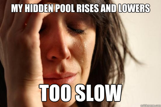my hidden pool rises and lowers too slow - First World Problems
