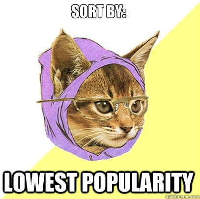 sort by lowest popularity - Hipster Kitty