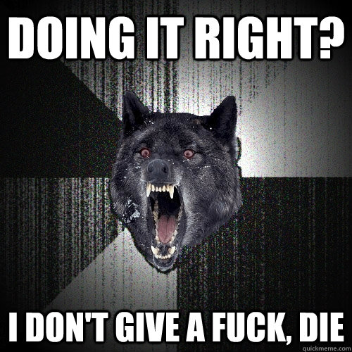 doing it right i dont give a fuck die - Insanity Wolf