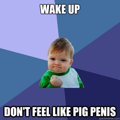 wake up dont feel like pig penis Success Kid pig penis