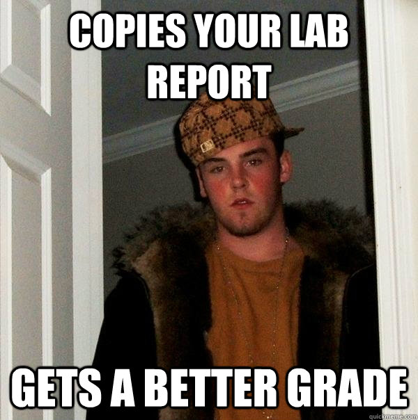 copies your lab report gets a better grade - Scumbag Steve
