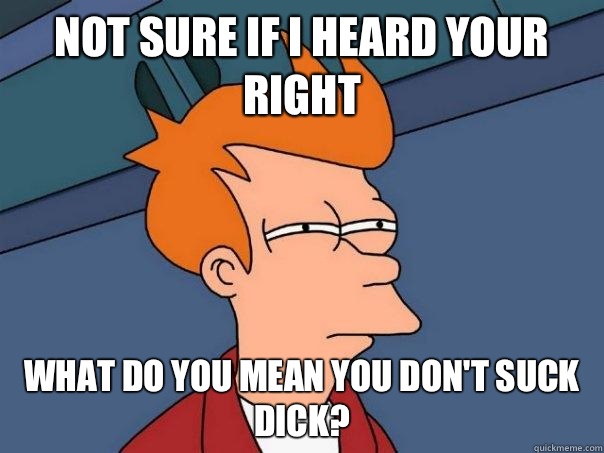 Not sure if I heard your right What do you mean you dont suc - Futurama Fry
