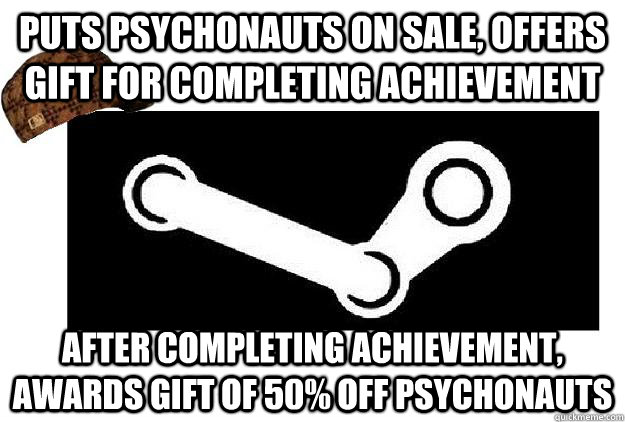 puts psychonauts on sale offers gift for completing achieve - Scumbag Steam
