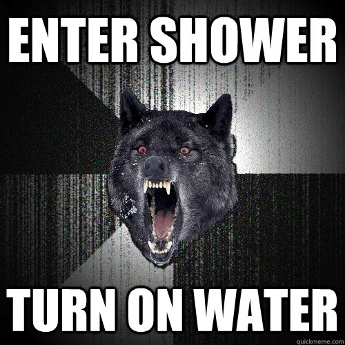 enter shower turn on water - Insanity Wolf