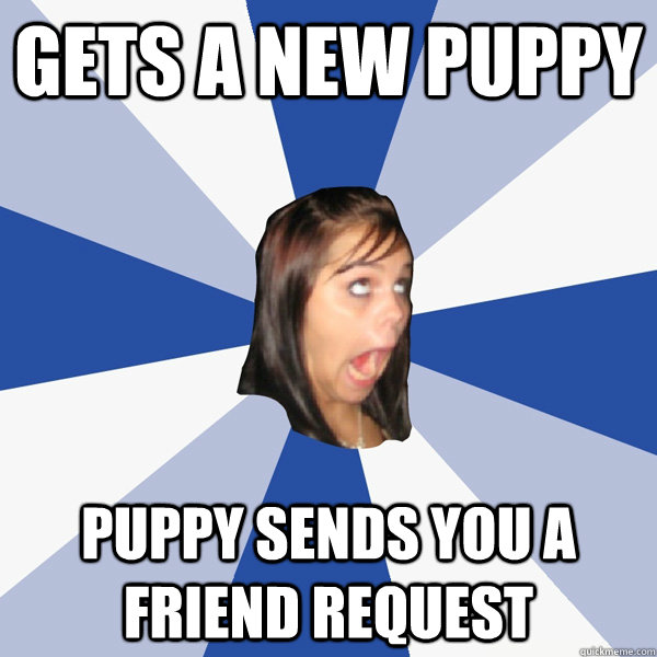 gets a new puppy puppy sends you a friend request - Annoying Facebook Girl