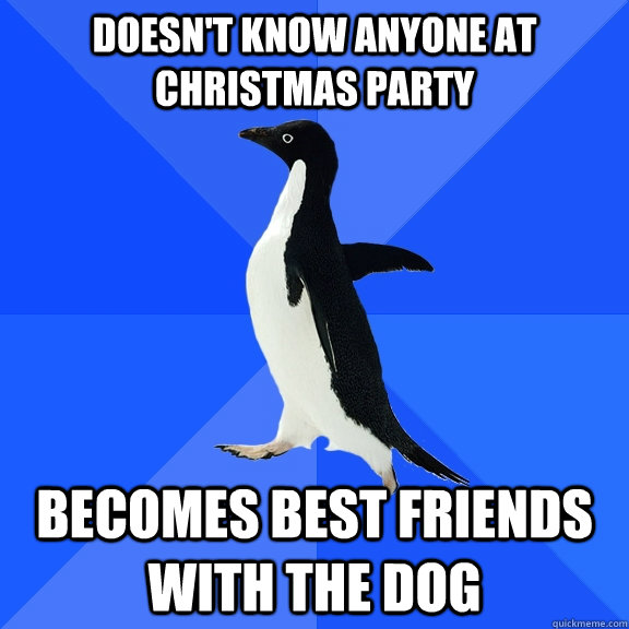 doesnt know anyone at christmas party becomes best friends - Socially Awkward Penguin