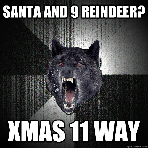 santa and 9 reindeer xmas 11 way - Insanity Wolf
