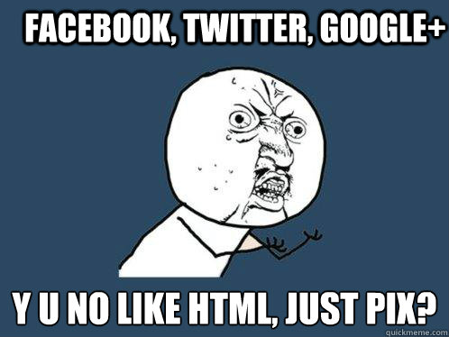 facebook twitter google y u no like html just pix - Y U No