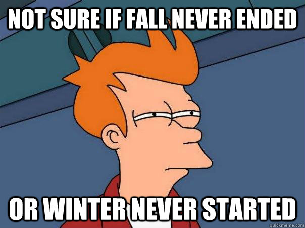 not sure if fall never ended or winter never started - Futurama Fry