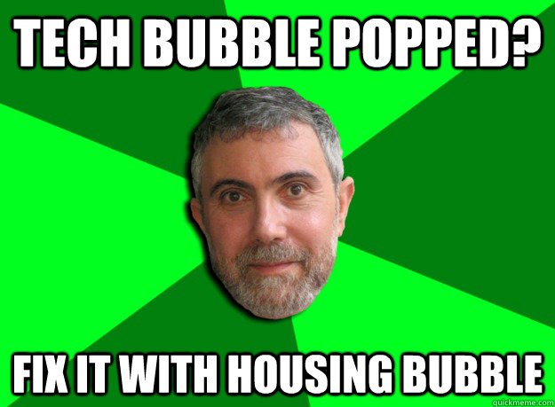 tech bubble popped fix it with housing bubble - Advice Krugman