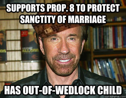 supports prop 8 to protect sanctity of marriage has outof - Scumbag Chuck Norris