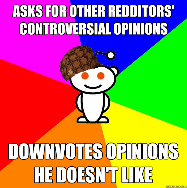 asks for other redditors controversial opinions downvotes o - Scumbag Redditor