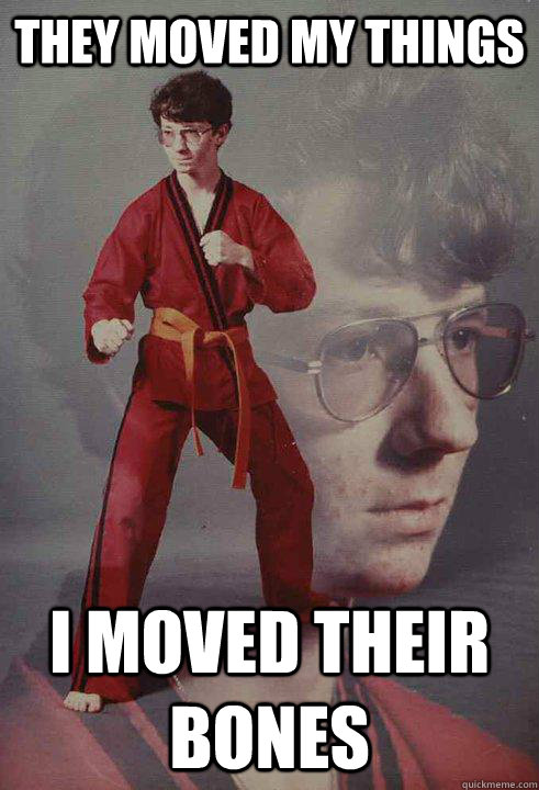 they moved my things i moved their bones - Karate Kyle