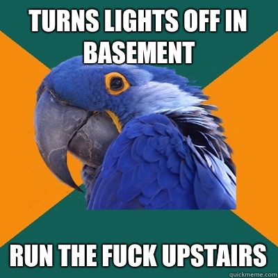 TURNS LIGHTS OFF IN BASEMENT RUN BEFORE IT CATCHES ME - Paranoid Parrot