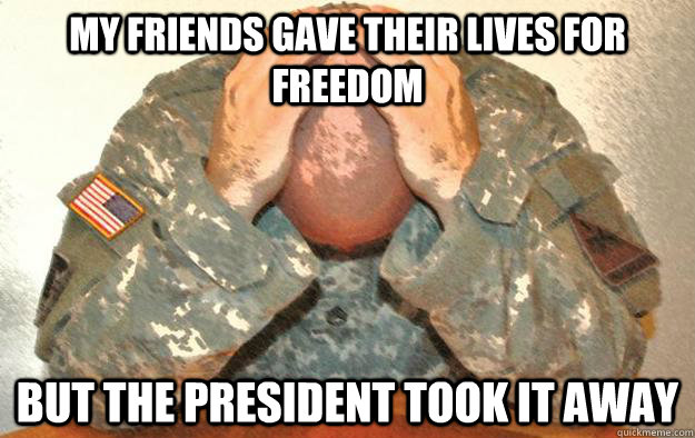 my friends gave their lives for freedom but the president to - First world army problems