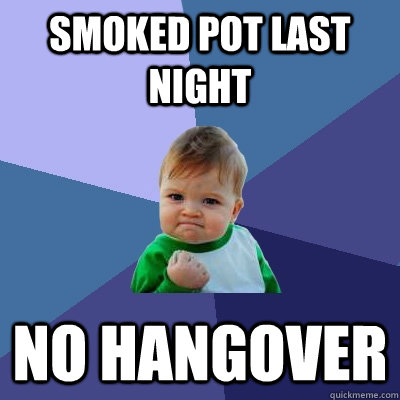 smoked pot last night no hangover - Success Kid