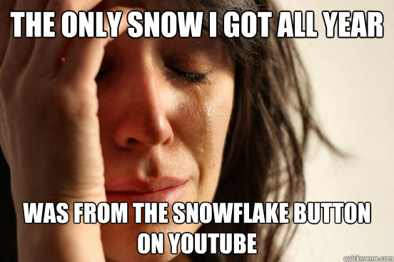 the only snow i got all year was from the snowflake button - First World Problems