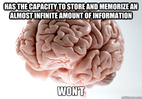 has the capacity to store and memorize an almost infinite am - Scumbag Brain