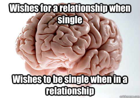 wishes for a relationship when single wishes to be single wh - Scumbag Brain