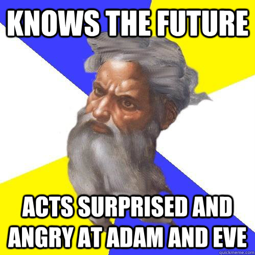 knows the future acts surprised and angry at adam and eve - Advice God