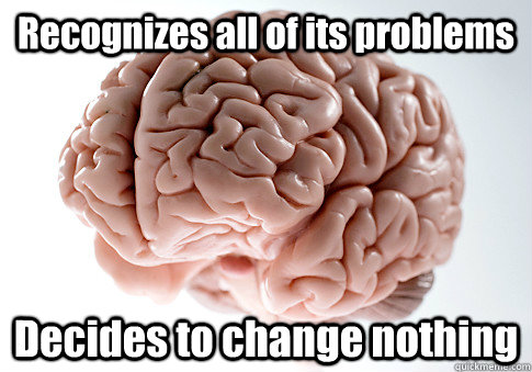 recognizes all of its problems decides to change nothing - Scumbag Brain