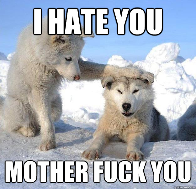 i hate you mother fuck you - Caring Husky
