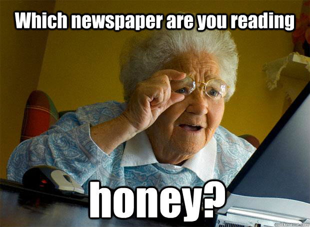 Grandma Reading Newspaper